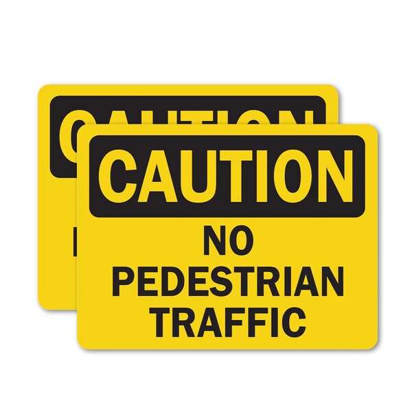 Signmission No Pedestrian Traffic Caution Sign, Vinyl Decal, 14in W x 10in L, 2PK OS-2PACK-CS-D-1014-L-19208 - main